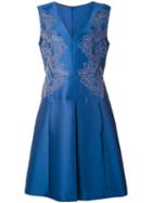 Alberta Ferretti - Floral Embroidered Sleeveless Dress - Women - Silk/polyester/acetate/rayon - 48, Blue, Silk/polyester/acetate/rayon