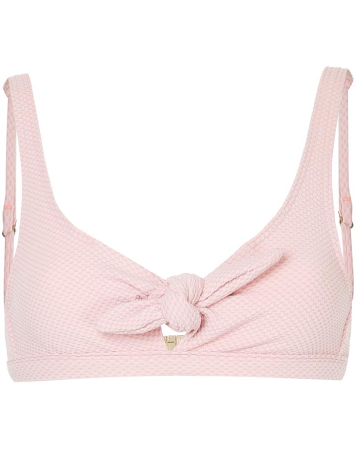 Suboo Textured Front Bow Bikini Top - Pink & Purple