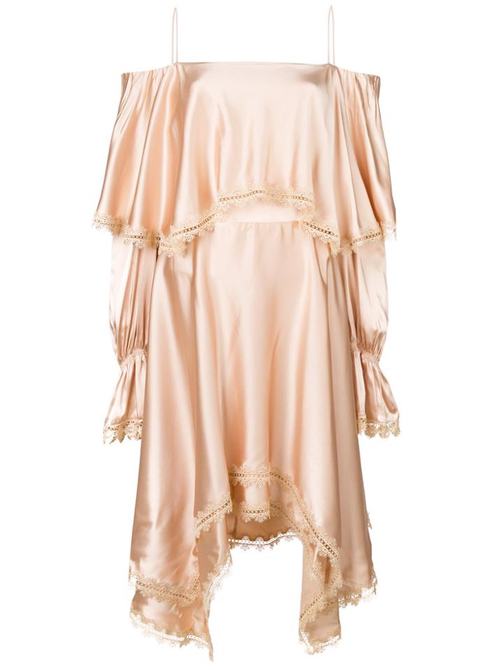 Jonathan Simkhai Draped Lace Trim Dress - Nude & Neutrals