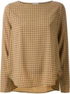 Scanlan Theodore Foulard Print Silk Trapeze Top, Women's, Size: 12, Brown, Silk