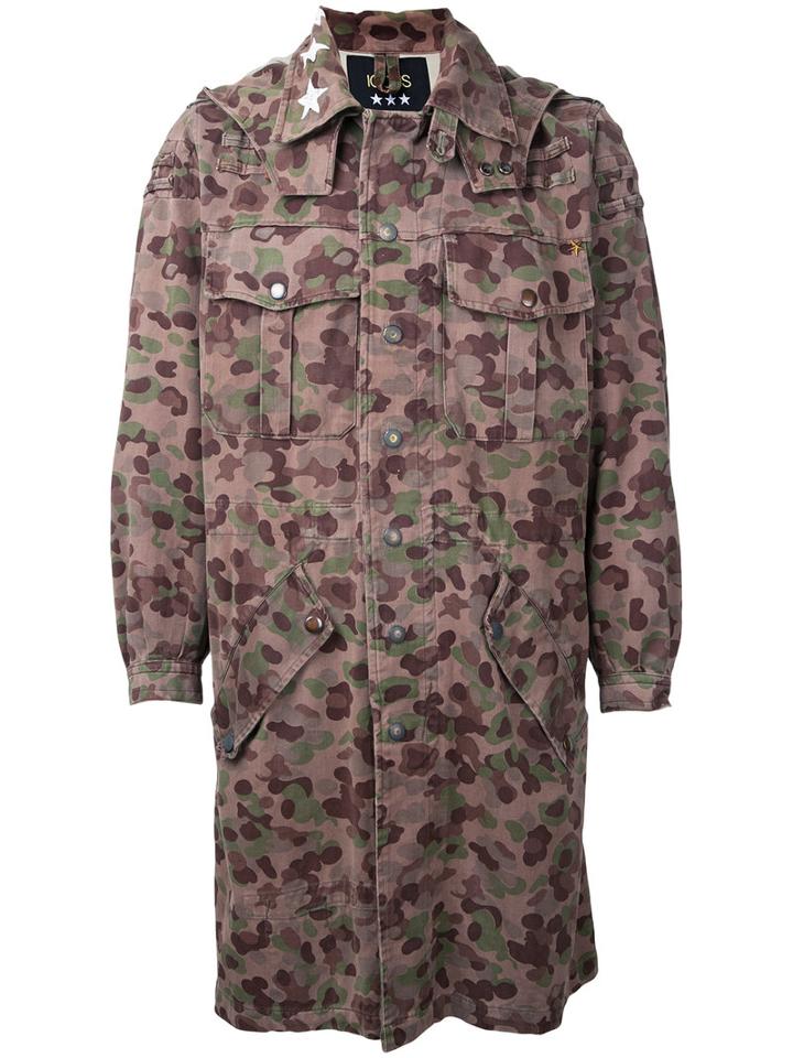 Icons - Camouflage Print Coat - Men - Cotton - L, Brown, Cotton