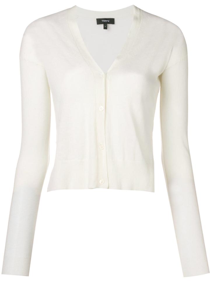 Theory Cashmere Side Slit Cardigan - White