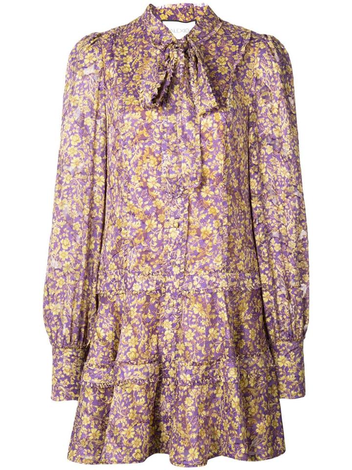 Alexis Floral Print Dress - Purple
