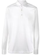Kiton Emroidered Long Sleeve Polo Shirt, Men's, Size: Xl, White, Cotton