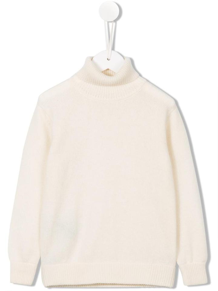 Cashmirino Ribbed Roll Neck Jumper, Toddler Boy's, Size: 4 Yrs, White