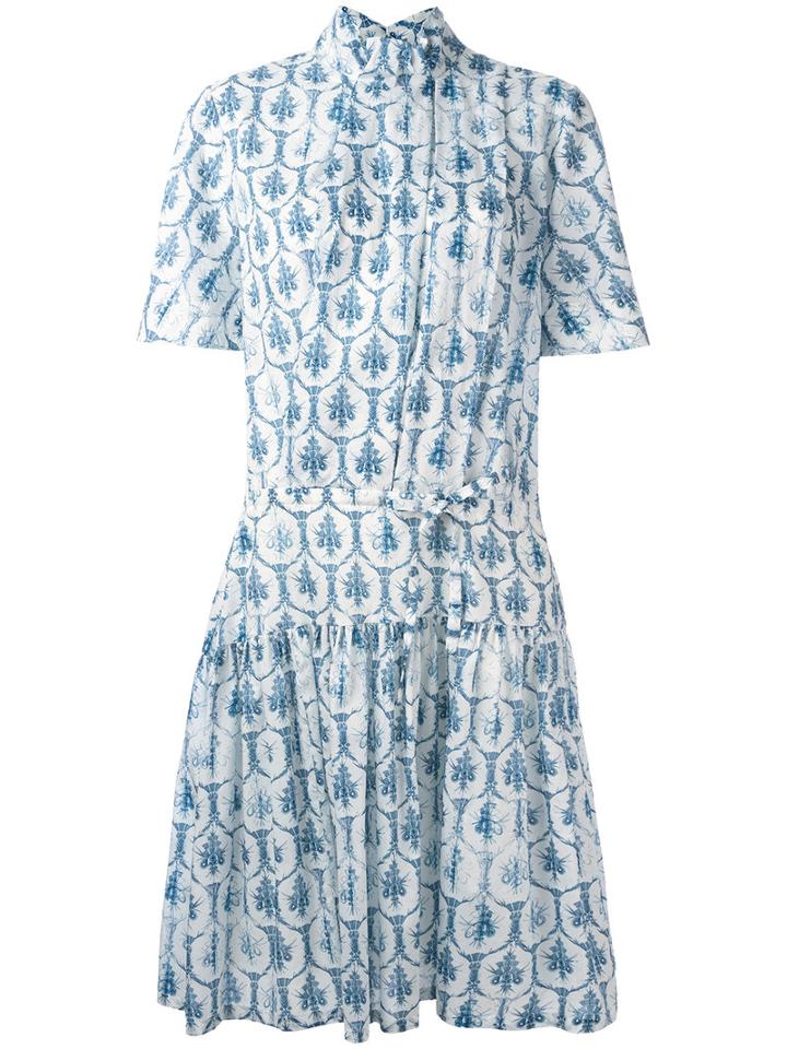 Jil Sander Navy Short Sleeve Midi Dress, Women's, Size: 36, White, Cotton