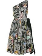 Prada Asymmetric Comic Print Dress - Multicolour