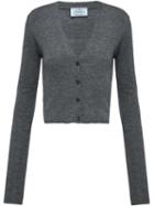 Prada V-neck Knitted Cardigan - Grey