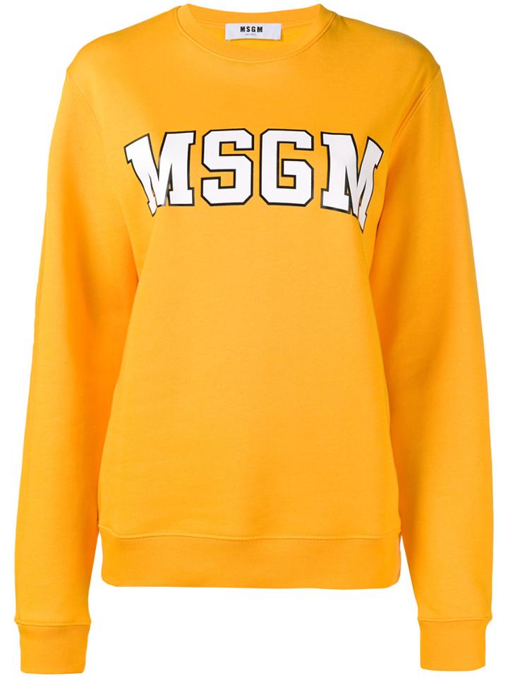 Msgm Logo Printed Sweatshirt - Yellow & Orange