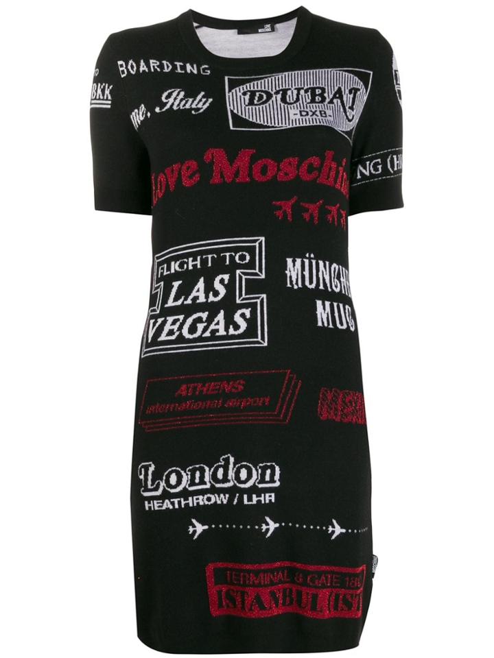 Love Moschino Script Print Dress - Black