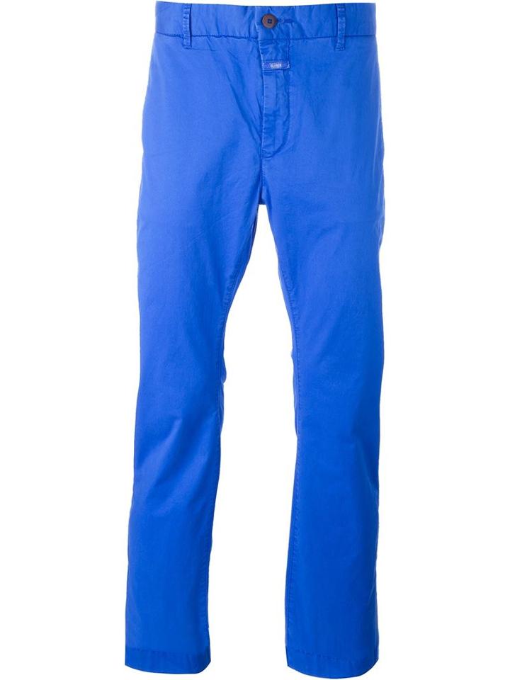 Closed Chino Trousers, Men's, Size: 31/34, Blue, Cotton/spandex/elastane