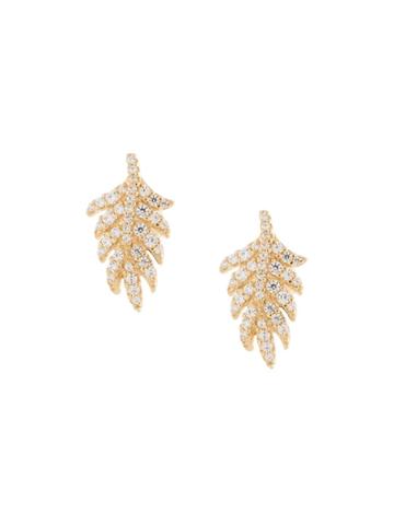 Apm Monaco Crystal Leaf Stud Earrings - Gold