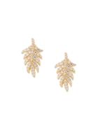 Apm Monaco Crystal Leaf Stud Earrings - Gold
