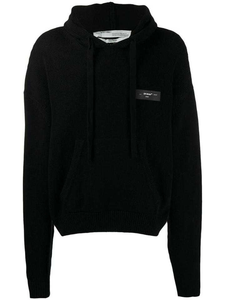 Off-white Knitted Logo Hoodie - Black
