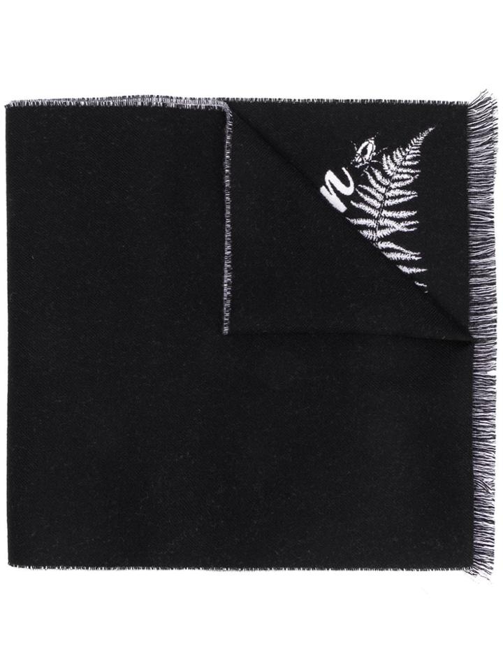 Alexander Mcqueen Fern Logo Scarf - Black