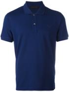 Prada Logo Patch Polo Shirt, Men's, Size: Medium, Blue, Cotton