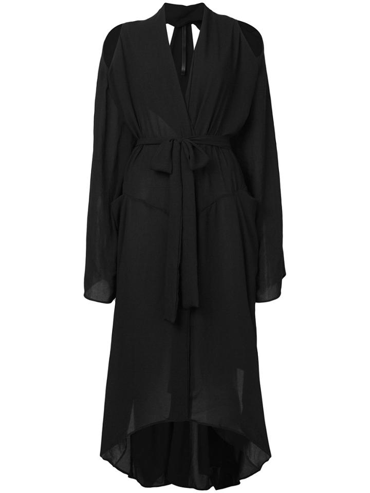 Barbara I Gongini Cold Shoulder Tie Waist Jacket - Black