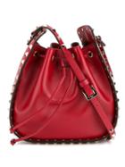 Valentino Valentino Garavani Rockstud Bucket Shoulder Bag, Women's, Red, Leather/cotton/metal