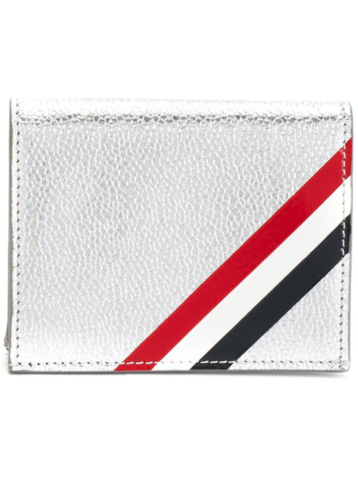 Thom Browne Double Card Holder With Red, White And Blue Diagonal