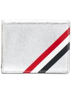 Thom Browne Double Card Holder With Red, White And Blue Diagonal