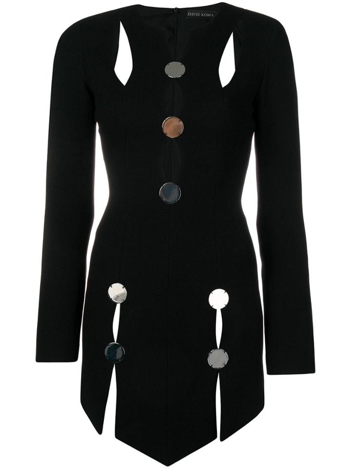 David Koma Cut-out Detail Asymmetric Dress - Black