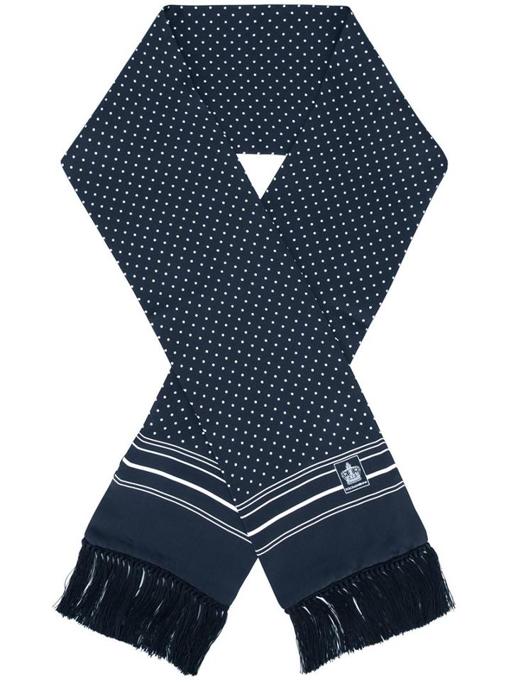 Dolce & Gabbana Polka Dot Print Scarf, Men's, Blue, Silk