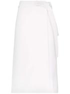 A Plan Application High-waisted Wrap Cotton Skirt - White