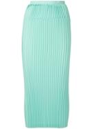 Cleana Accordion Pleat Long Skirt - Green