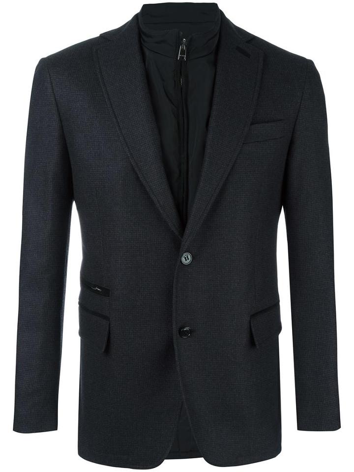 Pal Zileri Inner Zip Blazer, Men's, Size: 52, Black, Wool/polyester