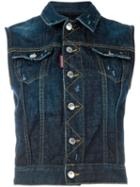Dsquared2 Sleeveless Denim Jacket, Women's, Size: 38, Blue, Cotton/spandex/elastane