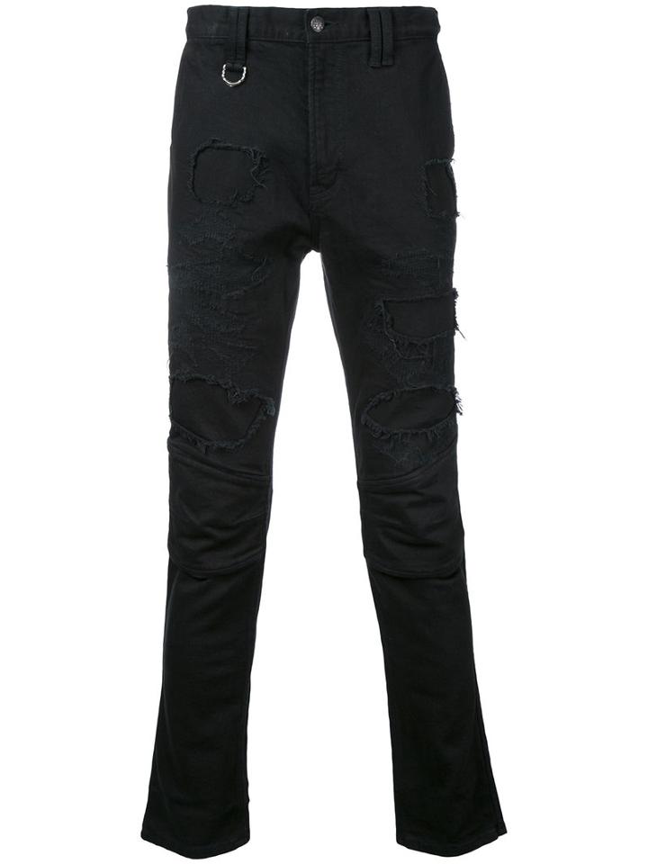 Roar Distressed Effect Slim Fit Jeans, Men's, Size: I, Black, Cotton/polyurethane