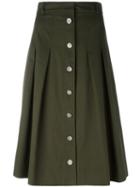Vanessa Seward A-line Button Skirt, Women's, Size: 38, Green, Cotton
