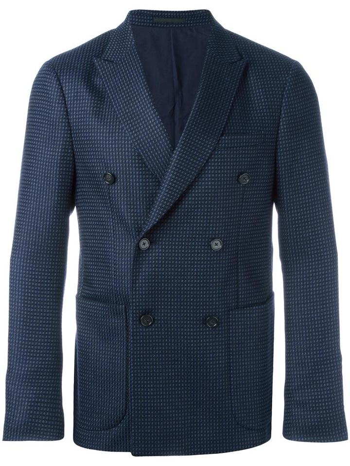 Ermenegildo Zegna Tweed Blazer, Men's, Size: 52, Blue, Wool/cupro/cotton