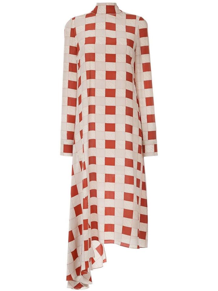 Marni Checked Ruffle Hem Dress - Neutrals