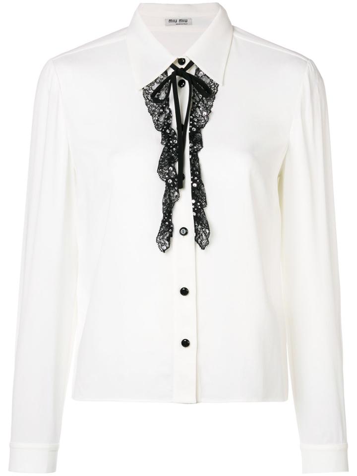 Miu Miu Lace Trimming Shirt - White