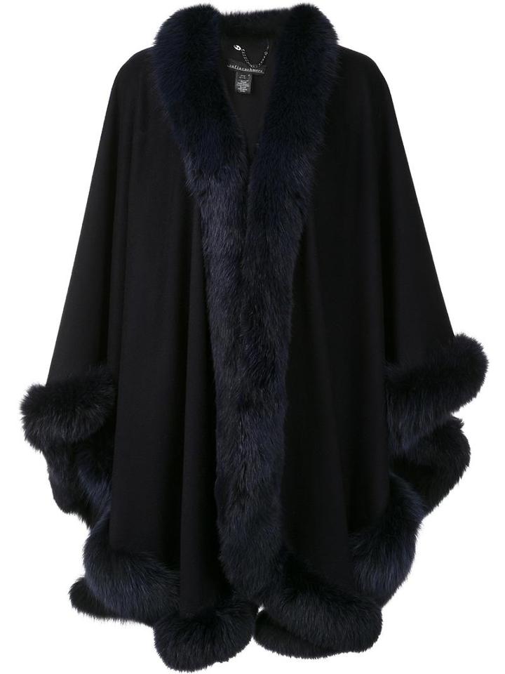 Sofia Cashmere Trim Detail Oversized Coat, Women's, Blue, Fox Fur/cashmere