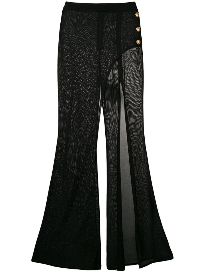 Balmain Slit Knit Trousers - Black