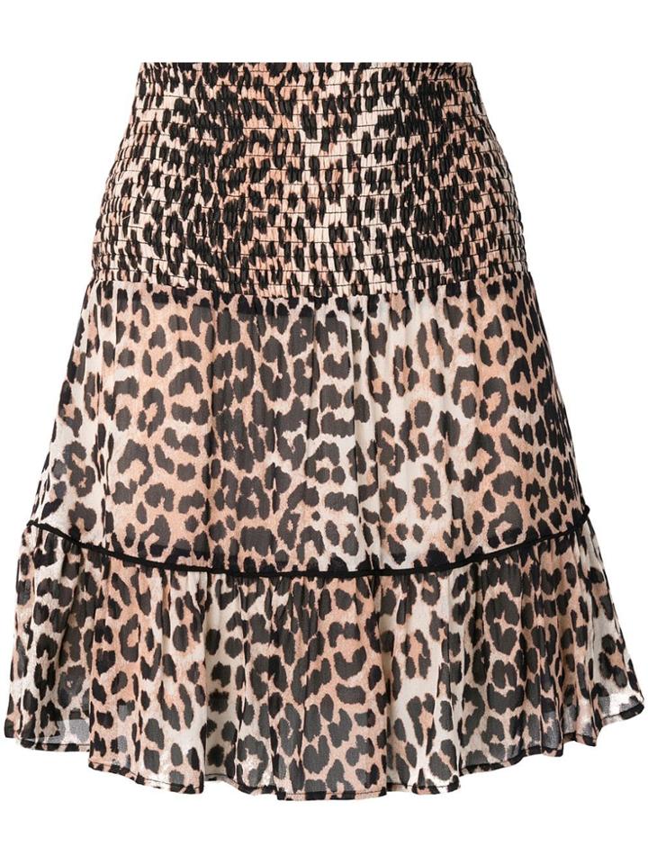 Ganni Leopard Print A-line Skirt - Neutrals