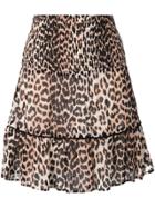 Ganni Leopard Print A-line Skirt - Neutrals