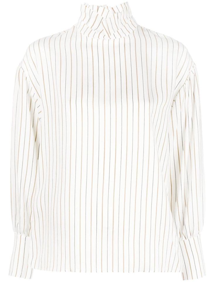 Tela Striped Loose Blouse - White