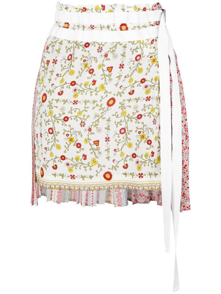 No21 Tie-waist Floral Skirt, Women's, Size: 36, Silk