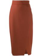 Antonelli Draped Pencil Skirt - Brown