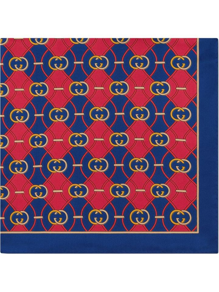 Gucci Interlocking G Rhombus Print Scarf - Red