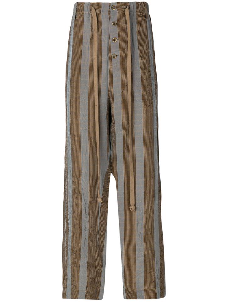 Uma Wang Striped Wide Leg Trousers - Brown