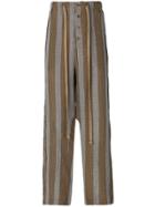 Uma Wang Striped Wide Leg Trousers - Brown