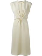 Ermanno Scervino Gathered Detail V-neck Dress, Women's, Size: 44, Nude/neutrals, Silk