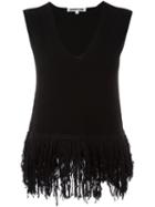 Mcq Alexander Mcqueen Fringed Knit Top, Women's, Size: Medium, Black, Wool