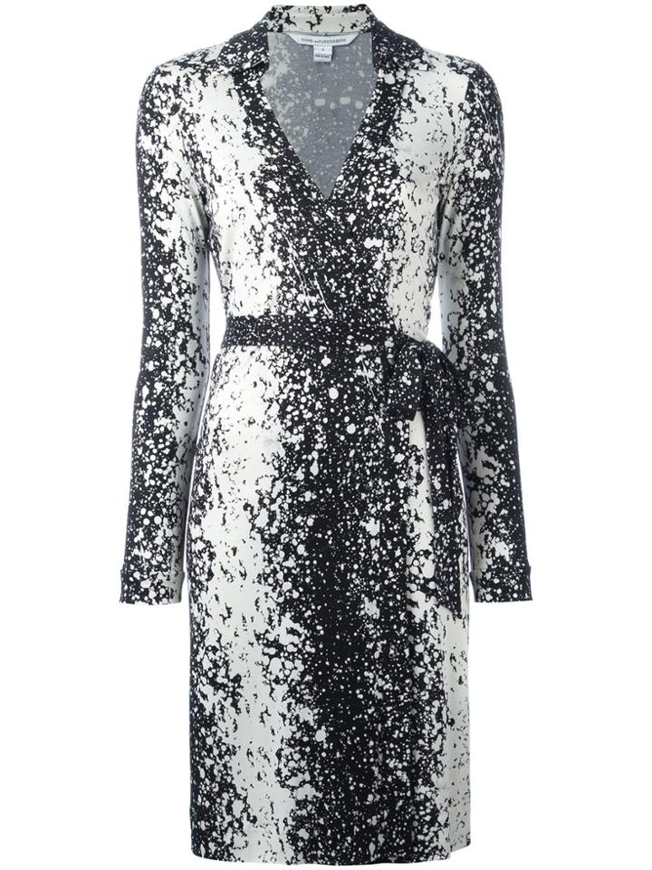Dvf Diane Von Furstenberg Splatter Print Wrap Dress - Black