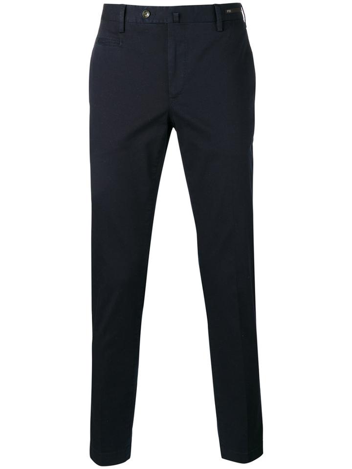 Pt01 Cropped Tapered Trousers, Men's, Size: 52, Blue, Cotton/spandex/elastane