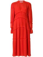 Tory Burch Empire Line Ruffle Detail Dress - Red